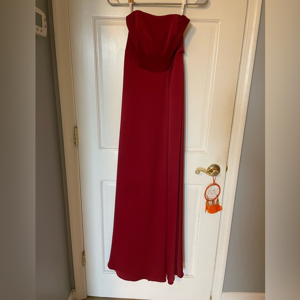 David’s Bridal Apple Red Bridesmaid Dress